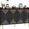 YITAHOME Sideboard Cabinet, 55 Inch Modern Coffee Bar Cabinets with Storage, Large Buffet Cabinet with Storage for Kitchen, Black