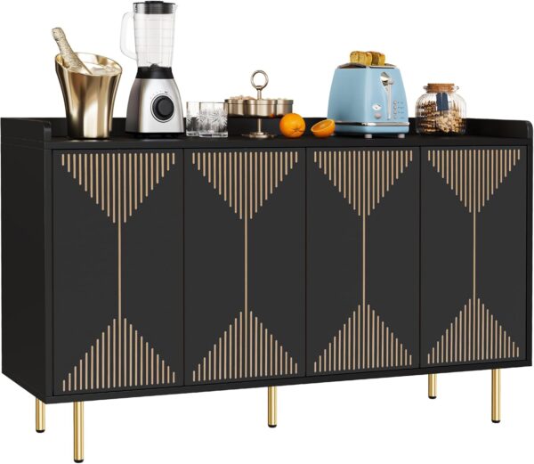 YITAHOME Sideboard Cabinet, 55 Inch Modern Coffee Bar Cabinets with Storage, Large Buffet Cabinet with Storage for Kitchen, Black