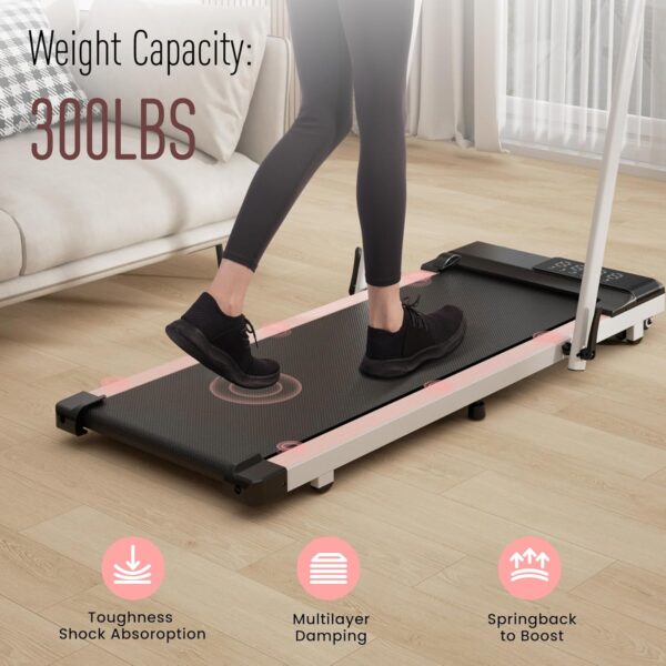 DeerRun 3 in 1 Under Desk Walking Pad Treadmill, 3.0HP Low Noise Portable for Home & Office, 300LBs Weight Capacity Folding With Remote Control & Smart APP
