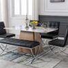 EALSON Modern Tufted Dining Chairs with Bench Set of 5 Leather Upholstered Dining Room Chairs with Chrome Metal Legs Mid Century Kitchen Chairs Armless Side Chair for Dining/Living Room, Black