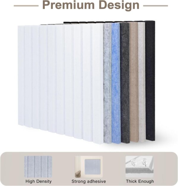 12Pack Felt Wall Tile, Large Cork Pin Board 48" x 36", Felt Bulletin Board Tiles Alternative, Adhesive Slat Sound Proof Acoustic Panels for Walls Office Decor (Marble White)
