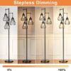 Dimmable Floor Lamp, 3 x 800LM LED Edison Bulbs Included, Farmhouse Industrial Floor Lamp Standing Tree Lamp with Elegant Cage Tall Lamps for Living Room Bedroom Office - Black