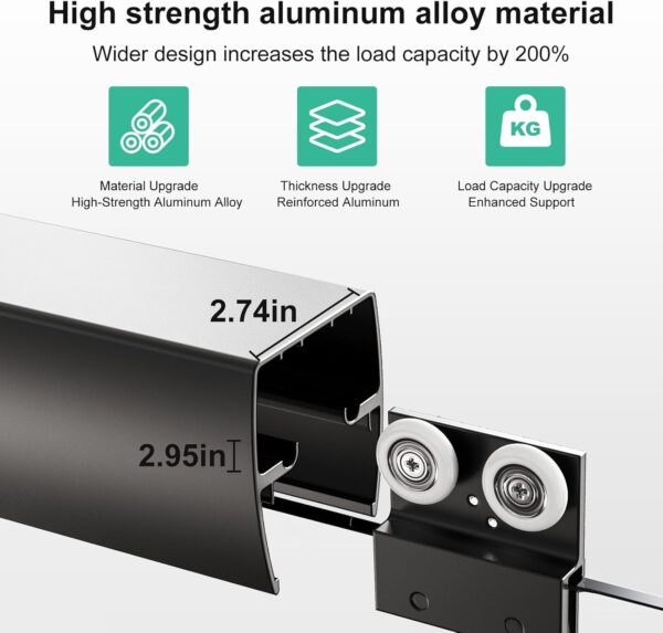 56-60" W x 70" H Semi-Frameless Double Sliding Shower Door, Glass Shower Door with Water Seal Strips and Anti-Collision Protection, 1/4" (6mm) Thick SGCC Tempered Glass, Adjustable Width, Black