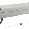 HomePop Modern Storage Bench with Wood Legs Home Décor|Bench with Storage for Living Room & Bedroom - Light Gray Woven