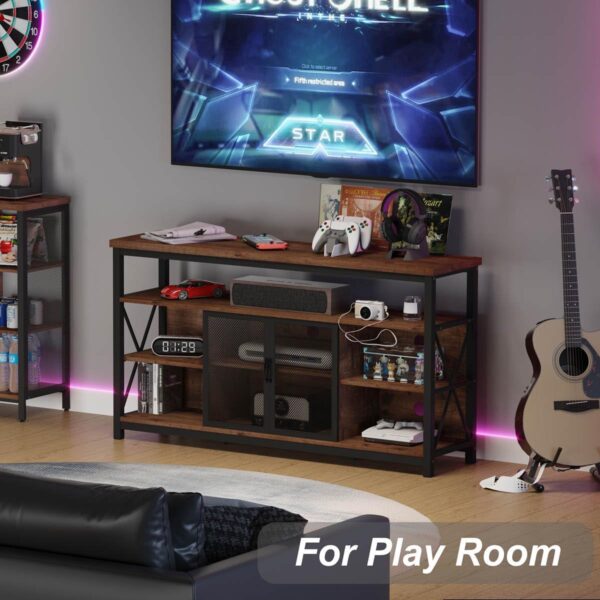 71tQeZfgBVL._AC_SL1200_.jpg BON AUGURE Tall TV Stand for TVs up to 65 Inch, Industrial Wood Entertainment Center with Storage Cabinet, Farmhouse TV Media Console for Living Room and Bedroom (32 Inch High, Rustic Oak)