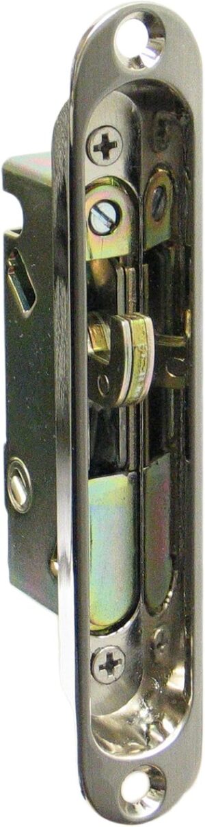 FPL #3-45-S Sliding Glass Door Replacement Mortise Lock with Recessed Adapter Plate, 5-1/4” Screw Holes, 45 Degree Keyway- Satin Nickel Finish