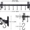 Dseap Kitchen Utensil Holder Hanger, Pot and Pan Rack Wall Mounted, Kitchen Rail with 8 Hooks for Hanging Cooking Utensils, Mugs, Spoons, Wall Mounted, Black