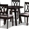 Baxton Studio Millie Modern and Contemporary Grey Fabric Upholstered and Dark Brown Finished Wood 5-Piece Dining Set