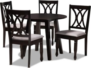 Baxton Studio Millie Modern and Contemporary Grey Fabric Upholstered and Dark Brown Finished Wood 5-Piece Dining Set
