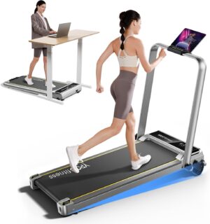Walking Pad with Handles, Walking Pad Treadmill with Incline, 3 in 1 Foldable Treadmills for Home Office, Portable Under Desk Treadmill with 3-Level Incline, Compact Design