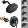 Bathtub Shower Faucet Set Wall Mounted 6 Inch 5-Spray Rainfall Shower Head with Rough-in Valve Single Handle Control Shower Trim Kit without Tub Spout, Oil Rubbed Bronze