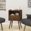 Nightstand,Modern Bedside Table with Storage Drawer and Open Wood Shelf, for Living Room, Bedroom and Small Spaces, Accent Night Stand with Solid Wood Legs, Easy Assembly,Walnut Brown
