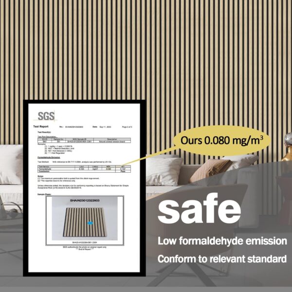 HOURIA 2Pcs Wood Slat Acoustic Panels for Wall and Ceiling, 23.6X 47.2 Inch 3D Fluted Wood Finish Soundproof Wall Panels, Sound Absorbing Decorative Wall Panels for Interior Wall Decor - Oak