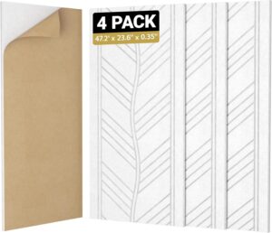 71uIqWsHWLL._AC_SL1500_.jpg TONOR 4 PCS Acoustic Panels, 47.2″ x 23.6″ x 0.35″ Leaf Pattern Soundproof Wall Panels, Full Self-Adhesive, Sound Absorbing Panels for Echo Reduction, Acoustic Treatment for Studio, Home, White
