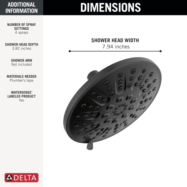 Delta 75617 Universal Showering Components 1.75 GPM Multi Function Shower Head - Matte Black
