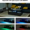 oneinmil Modern Stylish Coffee Table with 16 Colors LED Lights, Double-Layer Design for Living Room, Black
