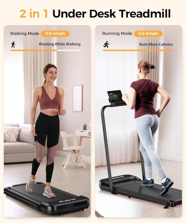Walking Pad, Under Desk Treadmill, Walking Pad with Incline, 2 in 1 Treadmills for Home/Office, Compact Portable Foldable Treadmill, Installation-Free Low Noise, Safety Lock and LED Display