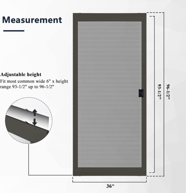 K.D. Heavy Duty Galv.Steel Sliding Patio Screen Door Kit - 1-7/8" Frame Mosquito Proof for Patio Backyard Kitchen and Bedroom (Brown, 36''x96'')
