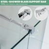 Shower Door Support Bar, Wall-to-Glass Support Arm 450-700mm Long to Fix Frameless Glass Panel, Suitable for 5/16"(8mm) to 3/8"(10mm) Thick Glass Door, Polished Silver
