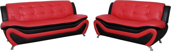 Beverly Fine Furniture Aldo ((3 Piece) Modern Sofa Set, Black/Red