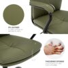Home Office Chair, Modern Upholstered Mid-Back PU Leather Task Desk Chair with Arms, Adjustable Rocking Swivel Computer Chair with Wheels (Olive Green)