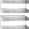 Auledio 2 Pack Spice Rack Organizer, 3 Tier Counter-top Stand or Wall Mounted Storage Rack Hanging Shelf for Kitchen Cabinet, Cupboard, Pantry Door or Bathroom Shower Cosmetic - Chrome