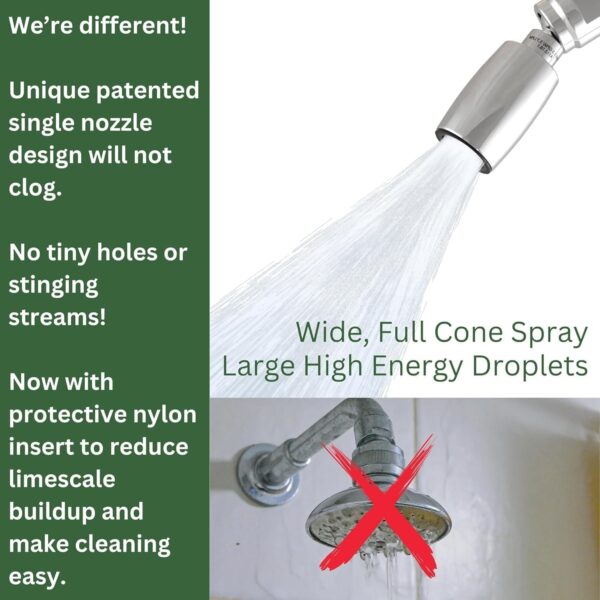 High Sierra Showerheads® - CLASSIC™ Solid Metal 1.8 GPM High Efficiency, Low Flow Shower Head, California Compliant - Polished Chrome Finish