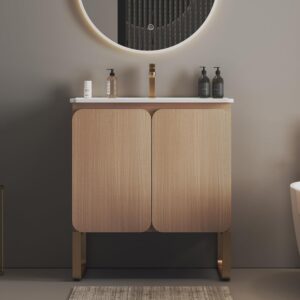 Dalia 30" Freestanding Bathroom Vanity with Overflow Sink One Piece Basin, Ample Storage Modern Design for Small Spaces, Minimalist Bathroom Cabinet