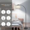 Black Arc Floor Lamps for Living Room,Modern Standing Lamp with Adjustable Drum Lampshade Tall Pole Lamp with Foot Switch Over Couch Arched Floor Light for Reading Bedroom 8W LED Bulb Included