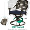 VIVIJASON 5-Piece Outdoor Patio Dining Set, All-Weather Cast Aluminum Conversation Set, Patio Furniture Set for Backyard, Include 4 Swivel Chairs, 38.5" Round Table w/Umbrella Hole, Navy Blue Cushion