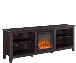 Walker Edison Wren Classic 4 Cubby Fireplace TV Stand for TVs up to 80 Inches, 70 Inch, Espresso
