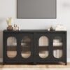 Modern Sideboard Buffet Cabinet, Accent Storage Cabinet with Adjustable Shelf and Glass Doors, Small Console Cabinet with Storage for, Living Room, Dining Room, Black