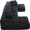 131" Modular Sectional Couch, Luxury Black Sectional Couches for Living Room, Comfy Corduroy Couch Sofa with Chaise Lounge, Free Combination Sleeper Sofa with Memory Foam, Black