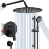71w4aZwOgPL._AC_SL1500_.jpg SR SUN RISE Matte Black Shower Faucet Set - 12 Inch Rain Shower Head with Adjustable Slide Bar Combo Set - Wall Mounted Rain Shower System Bathroom (Valve and Trim Kit Included)