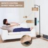 Arc Floor Lamp for Living Room with 3 Color Temperatures, Farmhouse Floor Lamps with Remote & Dimmable Bulb, Boho Standing Lamp with Rattan & Fabric Shades, Adjustable Tall Lamp for Bedroom, Office
