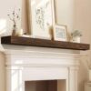 Fireplace Mantel Handmade, 3'' Thick Wall Decor Long Floating Shelf, 72inch Rustic Wood Shelf with Invisible Brackets, Brown