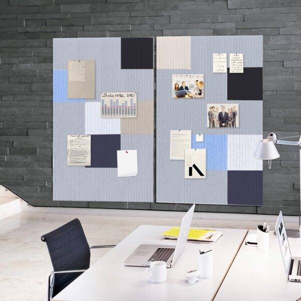 12Pack Felt Wall Tile, Large Cork Pin Board 48" x 36", Felt Bulletin Board Tiles Alternative, Adhesive Slat Sound Proof Acoustic Panels for Walls Office Decor (Marble White)
