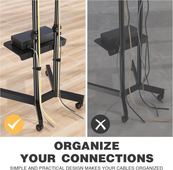 71wjdZOYmNL._AC_SL1500_.jpg Mobile TV Stand with Upgraded Wheels for 32-75 Inch TVs up to 88 lbs, Height Adjustable Rolling TV Stand with Laptop Shelf, Mobile TV Cart with Heavy Duty Structure for Living Room, Patio, Office