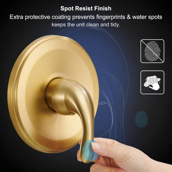 Brushed Gold Shower Tub Faucet Set With Valve - Gold Shower Head and Handle Set, Shower Faucet Set With 6 Inch Rain shower Head and Tub Spout, High-Pressure Tub Shower Trim Kit