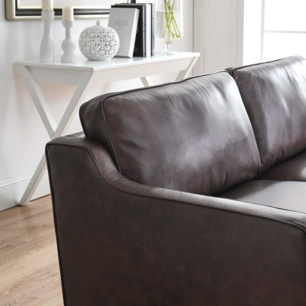 Modway Impart Upholstered Genuine Leather Sofa in Brown