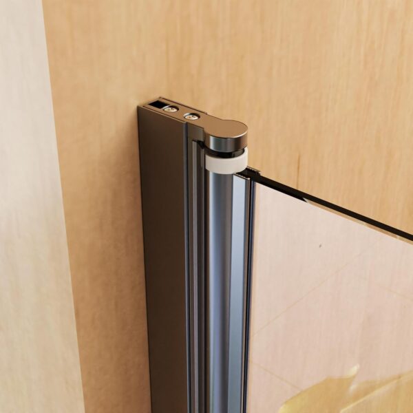 Shower Door 31" W x 55" H, Frameless Hinged Bathtub Shower Door, Bathtub Shower Screen Door, 1/4" (6mm) Tempered Glass Panel with Stainless Steel Handles (Matte Black)