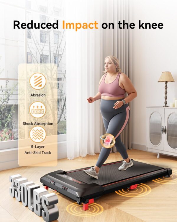 Walking Pad Treadmill, WalkDate Incline Walking Pad Under Desk Treadmills 330 Lbs Capacity, 2.5HP Low Noise Portable Running Machine for Home and Office, with LED Display, Remote Control, Beige