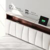 YITAHOME Queen Size Bed Frame with Storage, LED Bed Frame with Upholstered Velvet Headboard, Platform Bed with Outlet & USB Ports, No Box Spring Needed, Easy Assembly (Beige)
