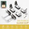 Stainless Steel Glass Door Hinge Double Head Magnetic Catch Closures with ABS Clamp Set for 5-7mm Glass Doors (1, White)