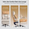 Dual Motor Electric Executive Office Chair with Foot Rest, Comfortable Reclining Office Chair Wide Seat, Big and Tall Ergonomic Leather Home Office Desk Chair 420lbs, Beige