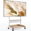 71xCTT8xRQL._AC_SL1500_.jpg FITUEYES Rolling TV Stand Mount for 40 to 85 TVs,Mobile TV Floor Stand on Wheels with Large Storage Pegboard & Wooden Shelf,Heavy Duty TV Cart Hold Up to 132 lbs for Bedroom, Living Room, Office