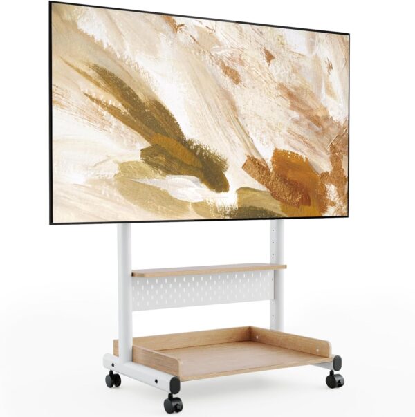 71xCTT8xRQL._AC_SL1500_.jpg FITUEYES Rolling TV Stand Mount for 40 to 85 TVs,Mobile TV Floor Stand on Wheels with Large Storage Pegboard & Wooden Shelf,Heavy Duty TV Cart Hold Up to 132 lbs for Bedroom, Living Room, Office