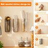 3 Pack Storage Organizer Bins Wall Mounted, Hanging Cabinet Door Organizer for Organizing, Clear Stackable Organizer Basket, Floating Shelves Fridge Organizer for Wall Refrigerator Kitchen Bathroom