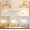 Floor Lamp for Living Room,Bedroom,Gold Dimmable Standing Lamp with Remote,Mid Century Modern Brass Tall Lamp Retro Vintage Green Glass Lamp Floor Light Boho Bohemian