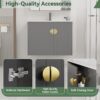24" Bathroom Vanity with Sink Black, Modern Floating Vanity Bathroom Sinks with Cabinets with Double Soft Close Cabinet Door, White Ceramic Sink & Gold Handles, Large Storage for Small Space
